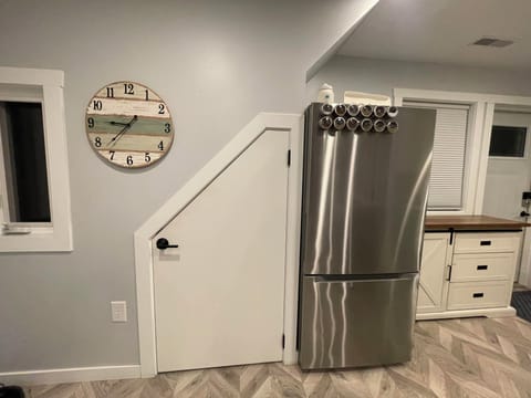 Kitchen with Full Size Refrigerator and Pantry