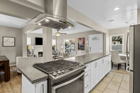 Kitchen island with bar stools
