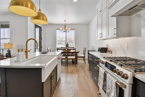 Sleek modern kitchen with plenty of counter space for preparing meals