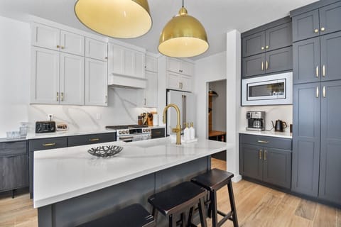 Sleek modern kitchen with plenty of counter space for preparing meals