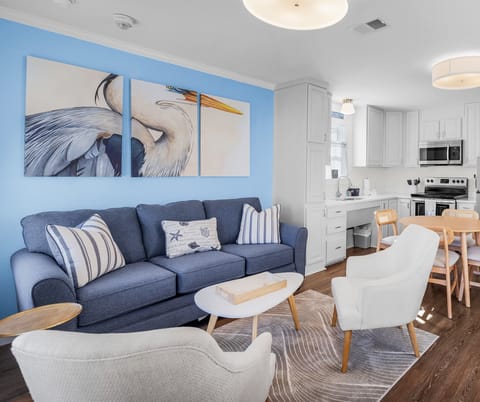 Living room with queen size sofa bed with premium gel foam mattress