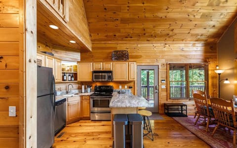 Cook family meals on the open concept kitchen