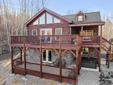 Large deck and cement porch