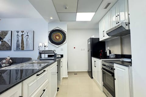 A modern, sleek kitchen designed with both style and functionality in mind.