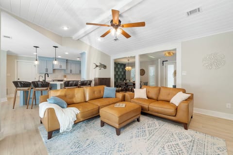 Leather couch and love seat.