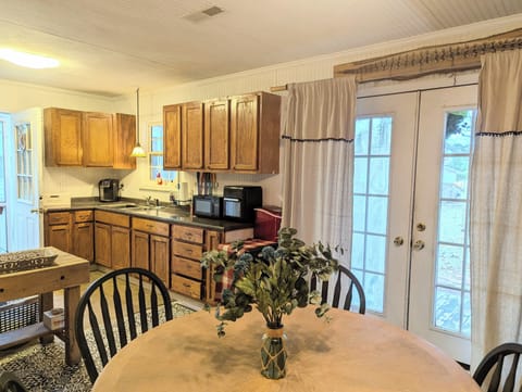 The kitchen area is open plan next to the living area