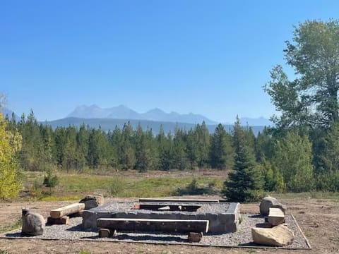 Fire pit with ample fire wood