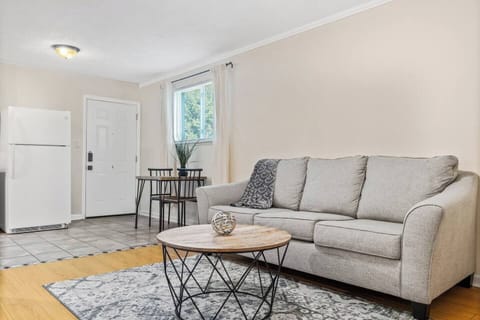 Living room with seating area and dining nook
