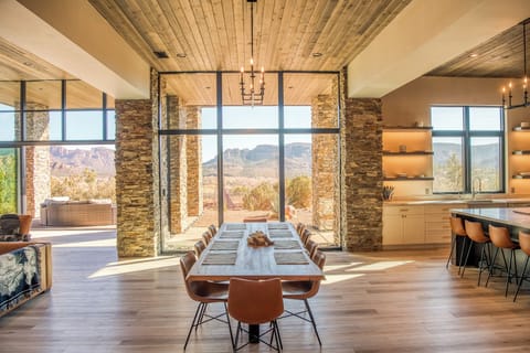 Dining Area with Custom Made Live-Edge Table and Impressive Views