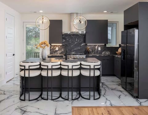 Fully stocked kitchen.