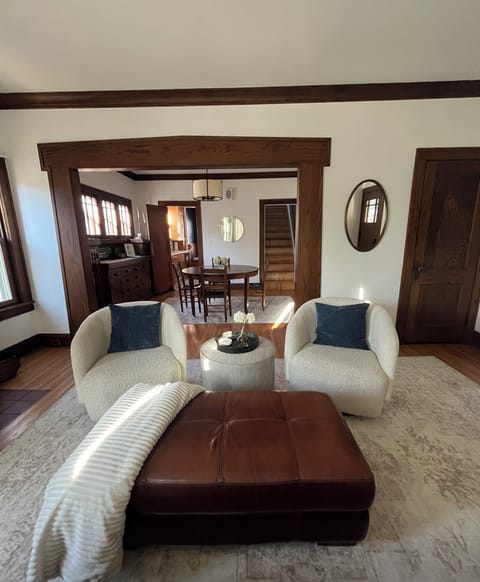 Living room is warm and inviting. 