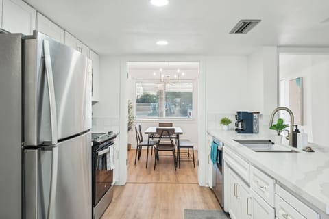 view from the kitchen through to the dining area.