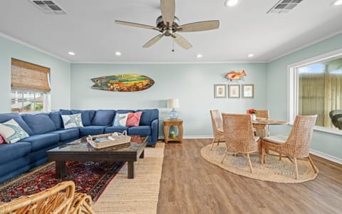 Living Area with Coastal Decor & Dining Nook