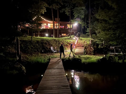 Night View of Lodge from the Lake