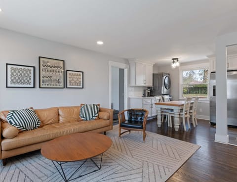 Open living, dining, and kitchen space