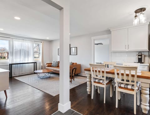 Open living, dining, and kitchen space