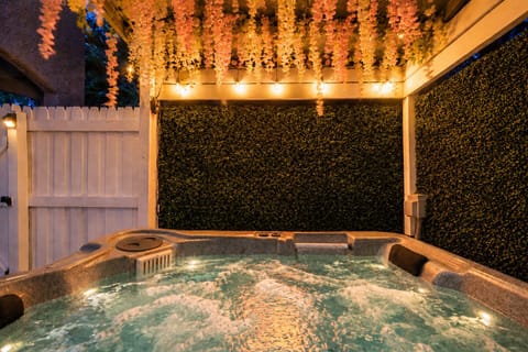 Private fenced yard with private hot tub 