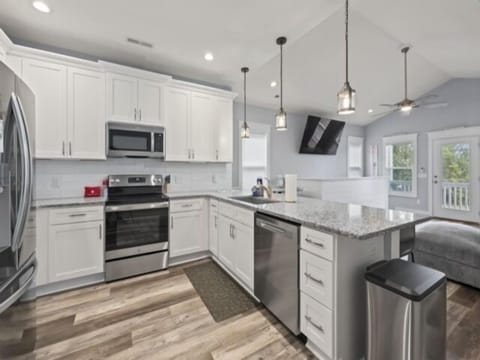 Indoors, Kitchen, Ceiling Fan, Microwave, Oven