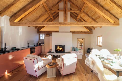 sitting area by the warm fire place 