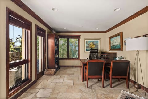 A closer look at the desk space plus access to the outdoor balcony