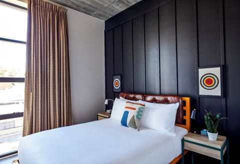 Drift off in a serene room with designer accents and calm.