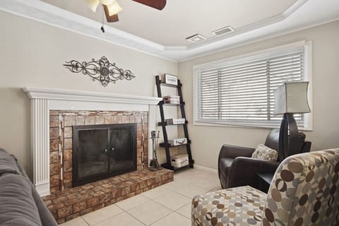 Relax...by the wood burning fireplace