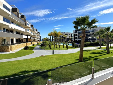 View from terrace of pool and sea