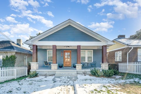 Front porch with outdoor seating.