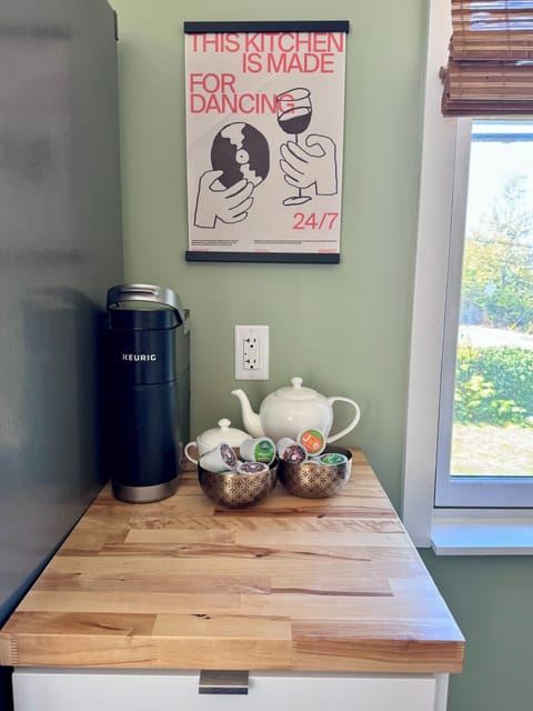 Keurig coffeemaker and tea available for morning fuel