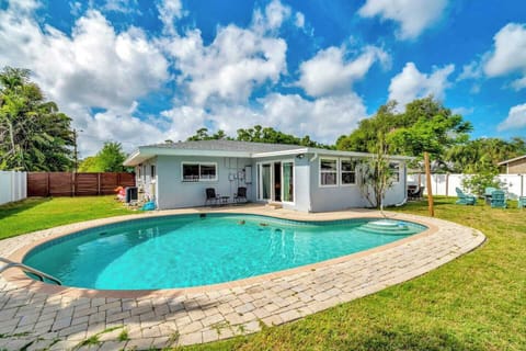 The heated pool has a shallow end and a deep end! If you're lucky, our duck friends may come to visit you!