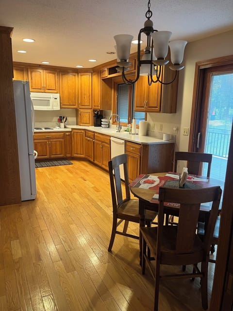 Upstairs kitchen and dining area