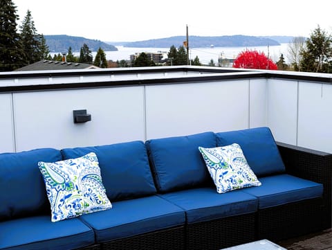 Private rooftop deck with views of the Puget Sound.
