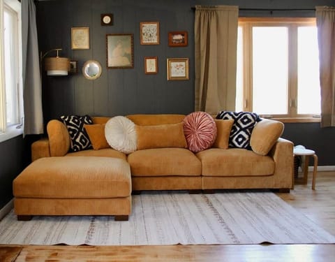 Cozy living room with large couch