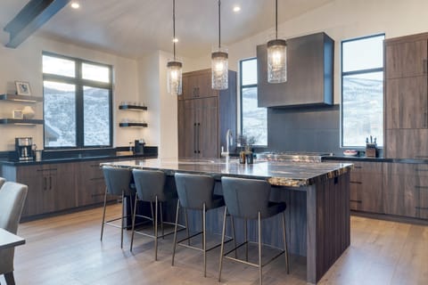 Fully equipped gourmet kitchen.