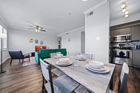 The dining area invites you to savor every moment, whether enjoying a quiet meal or hosting a festive gathering.