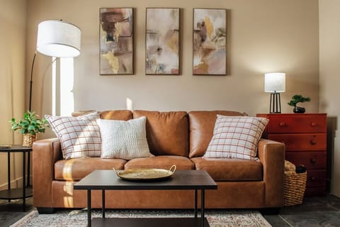 Cozy couch makes for the perfect living area