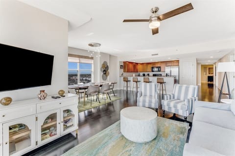 Living room looking towards dining room and kitchen