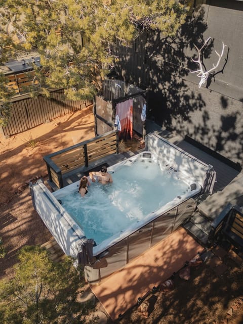 The swim spa seats 17, so you will always have plenty of room. 