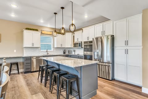 Extra seating at the kitchen counter for a conversation or two.