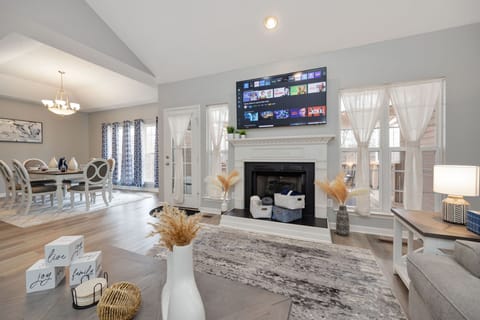 A warm, inviting, and spacious living room for our guests to enjoy.
