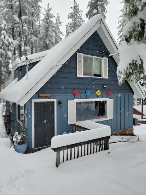 Front of Cabin in Winter Snow 