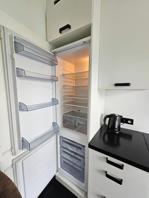 Built-in fridge and freezer in the kitchen