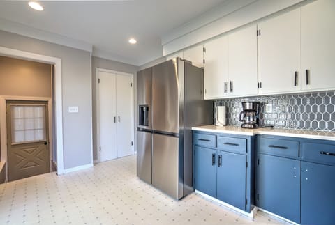 Oversized refrigerator and coffee maker to make you feel at home!