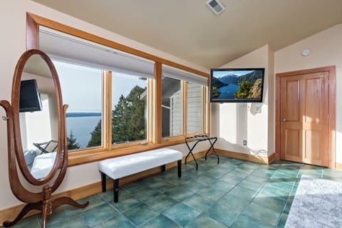 Our space offers a full-length mirror, comfortable seating, and stunning scenery