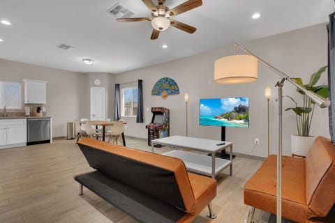 Comfortable open Living Room Space. Perfect for unwinding and watching a movie!