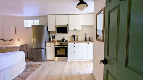 Modern kitchenette with brand-new appliances—fully equipped for your stay!