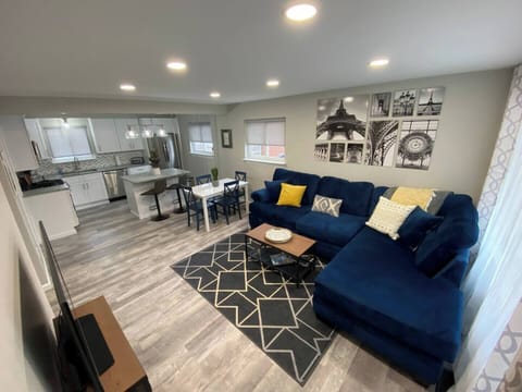 Beautiful open-concept living space. We pulled out all the stops when designing and furnishing this home for our guests.