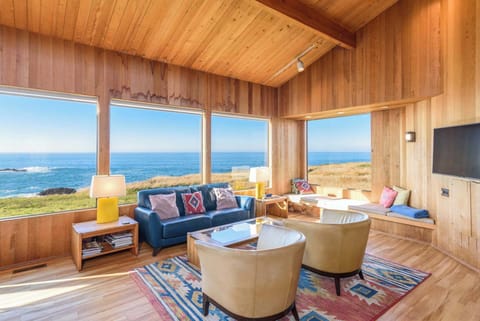 Curl up in the chic living room & stream your favorites on the smart TV