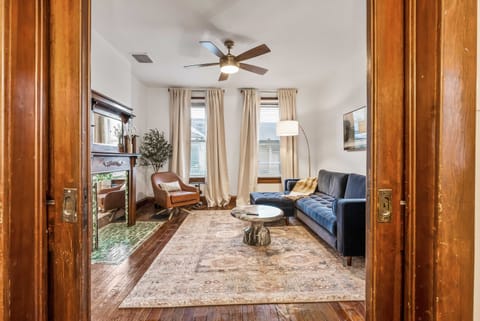 Curl up in the chic living room & stream your favorites on the smart TV