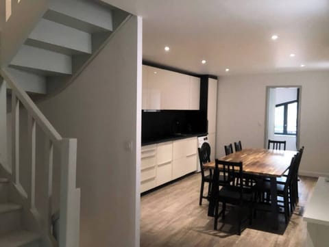 dining room, stairs, kitchen